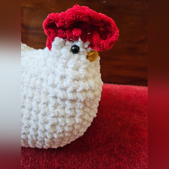 White Chunky Crochet Chicken Rooster amigurumi doll - Picture 2 of 11